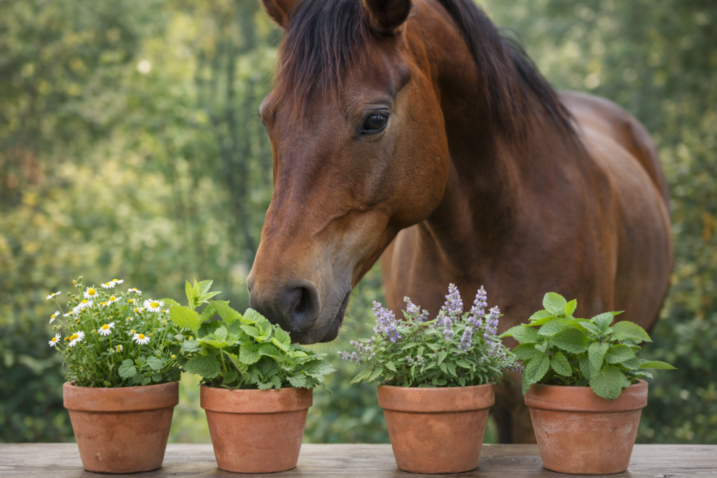 Phytotherapie - Pferd darf Kräuer selbst auswählen